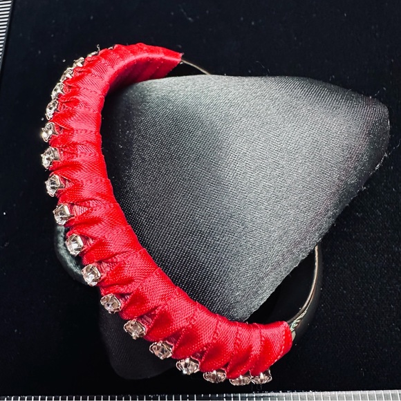 J.Crew - Ribbon Wrapped cubic zirconia studded cuff bracelet, in Red and Gold - Picture 2 of 6